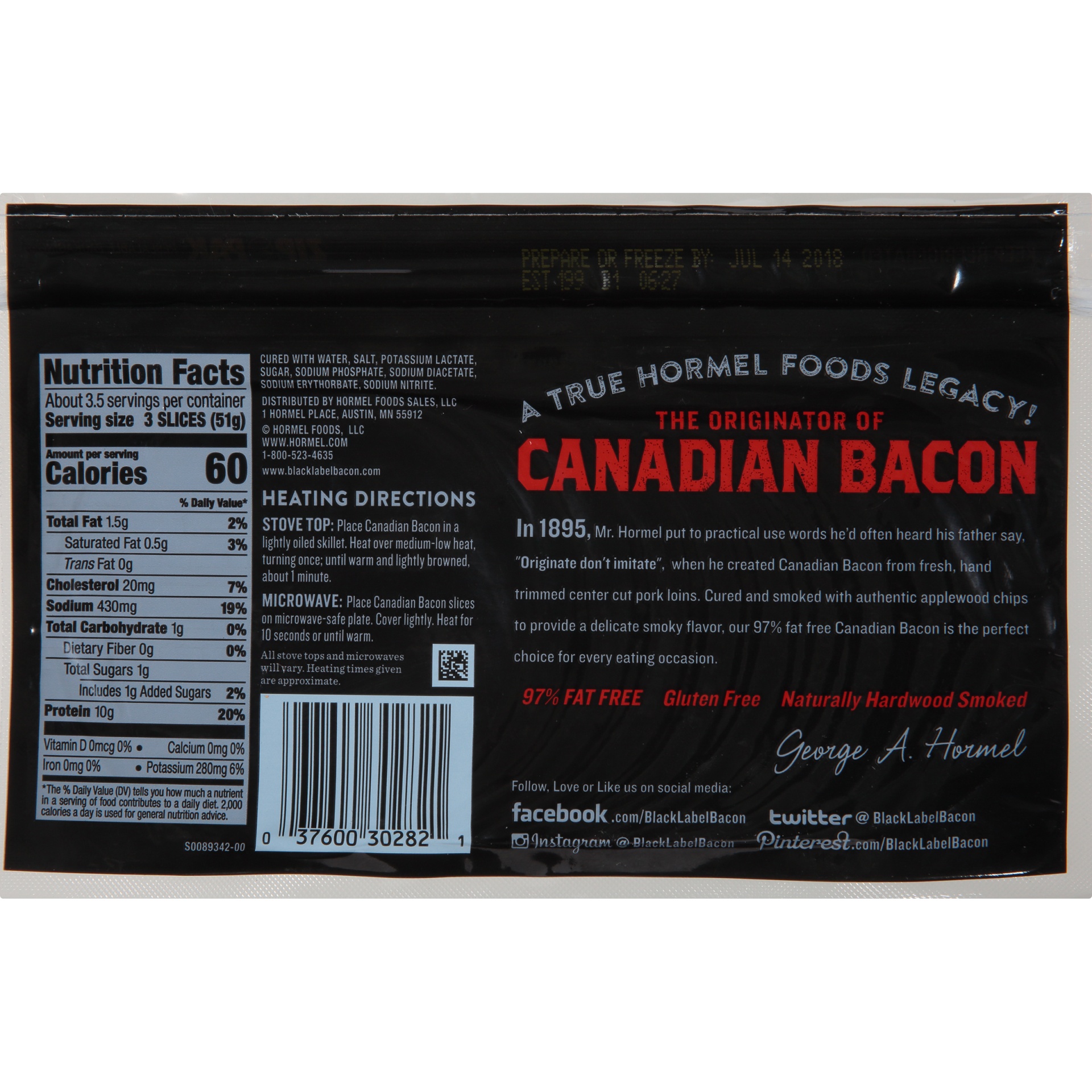 slide 4 of 6, Hormel Canadian Bacon 6 ea, 6 ct