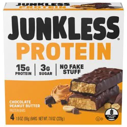 Junkless Chocolate Peanut Butter Protein Bars - 4 ct 1.9 oz