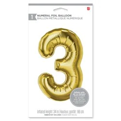 American Greetings Large Gold Foil Number '3' Balloon