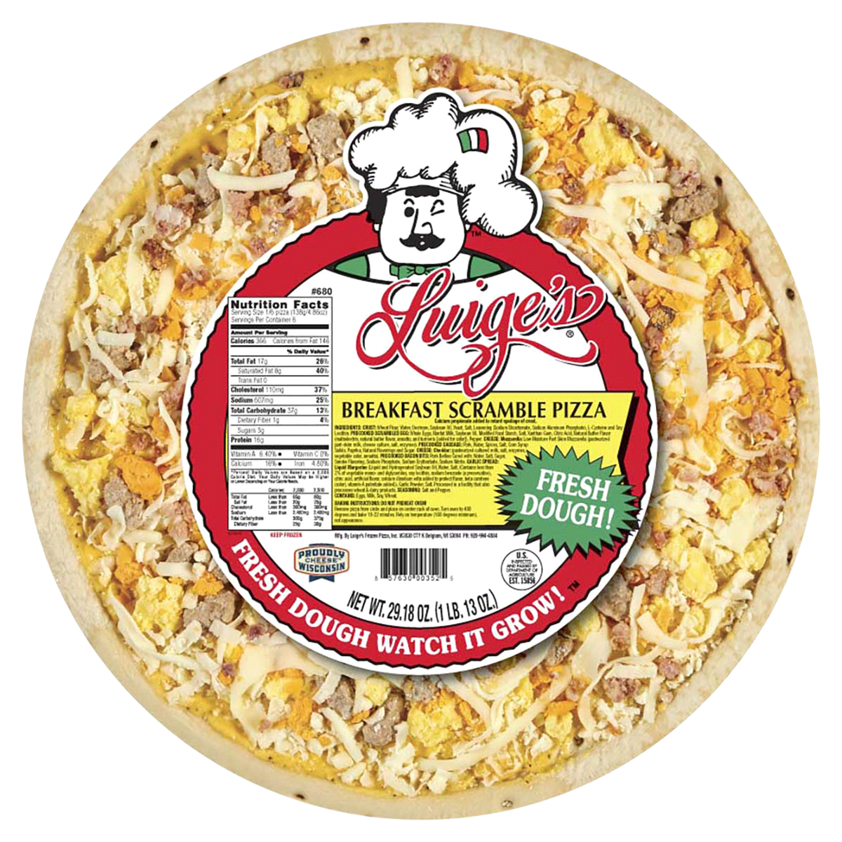 slide 1 of 1, Luigi's Luige's Breakfast Scramble Pizza, 29.18 oz