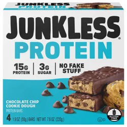 Junkless Gluten Free Chocolate Chip Cookie Dough Protein Bars - 4 ct