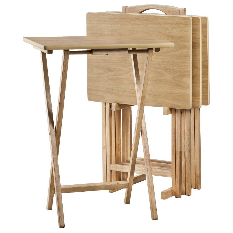 slide 2 of 3, Peakform 5pc TV Tray Set Wood Natural, 5 ct