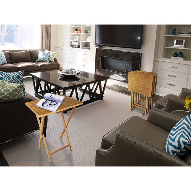 slide 3 of 3, Peakform 5pc TV Tray Set Wood Natural, 5 ct