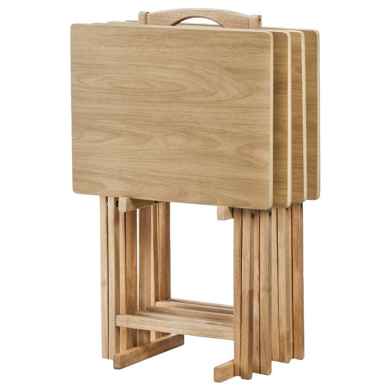slide 1 of 3, Peakform 5pc TV Tray Set Wood Natural, 5 ct