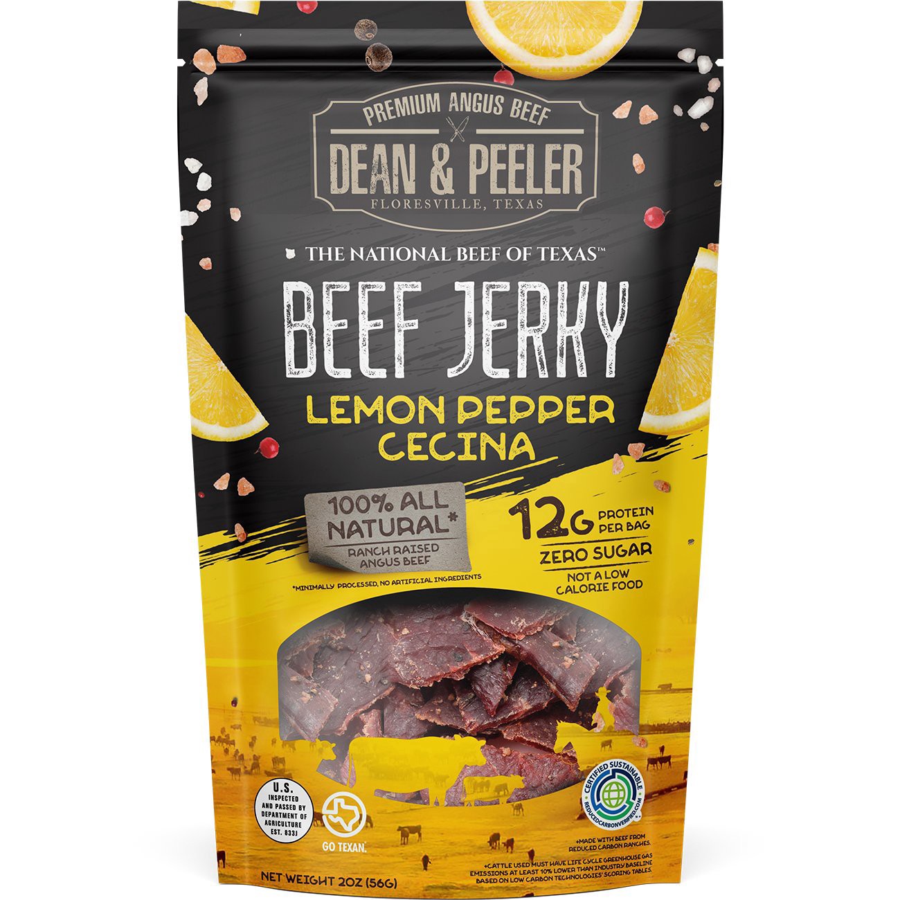slide 1 of 1, Dean & Peeler Lemon Pepper Beef Jerky, 2 oz