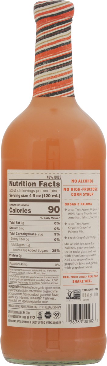 slide 2 of 13, Tres Agaves Paloma Margarita Mix, 1 Liter Bottle, 1 liter