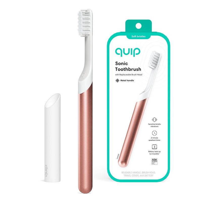 slide 1 of 1, quip Sonic Electric Toothbrush - Metal | Timer + Travel Case/Mount, 1 ct