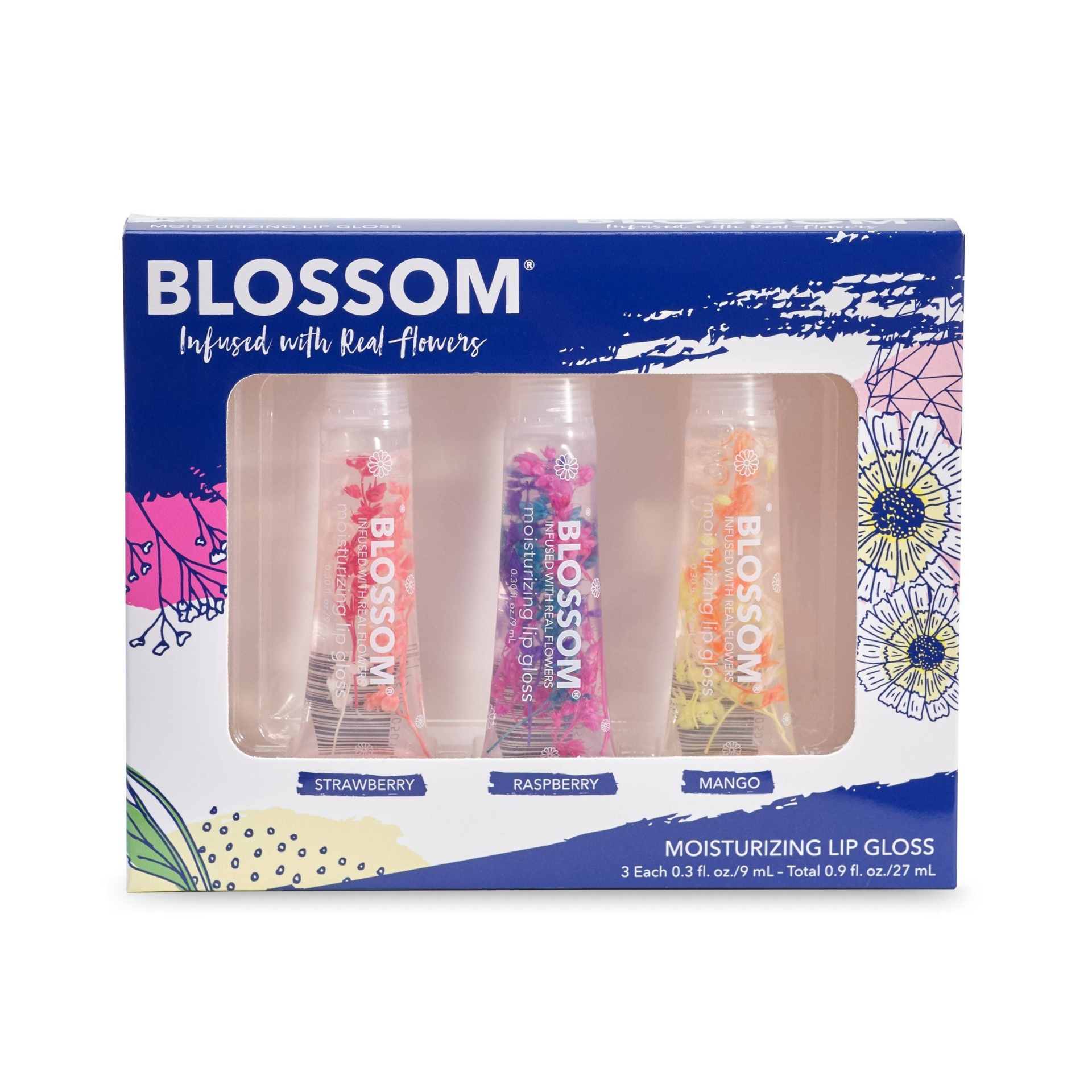slide 1 of 3, Blossom Moisturizing Lip Gloss Tube - 3pk/0.9 fl oz, 3 ct, 0.9 fl oz