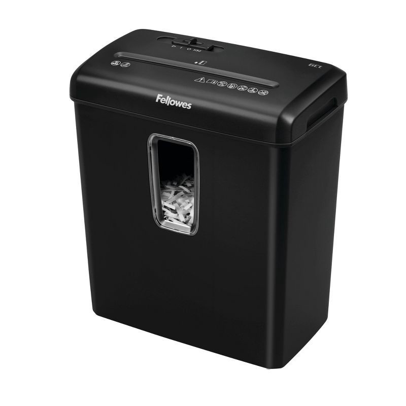 slide 2 of 5, Fellowes Powershred 6ct Cross-Cut Paper Shredder - Black: Shreds Credit Cards & Staples, Jam-Resistant, Auto Start, 6 ct