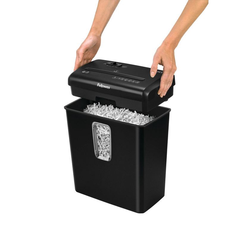 slide 5 of 5, Fellowes Powershred 6ct Cross-Cut Paper Shredder - Black: Shreds Credit Cards & Staples, Jam-Resistant, Auto Start, 6 ct