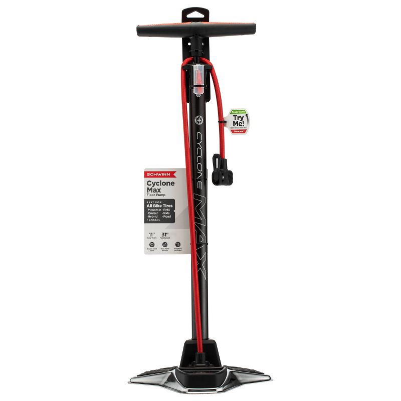 slide 1 of 6, Schwinn Cyclone Max Floor Pump - Gray, 1 ct