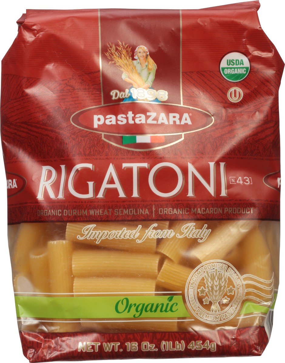 slide 8 of 11, pastaZARA No. 43 Organic Rigatoni 16 oz, 1 lb