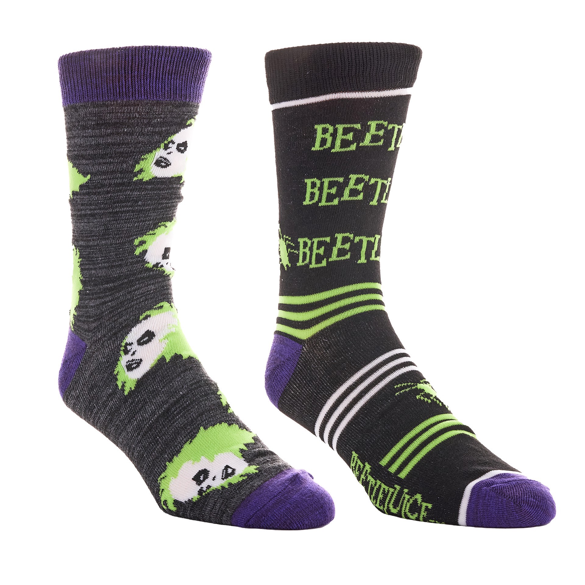 slide 2 of 2, Bioworld Beetlejuice Crew Sock Set, adult