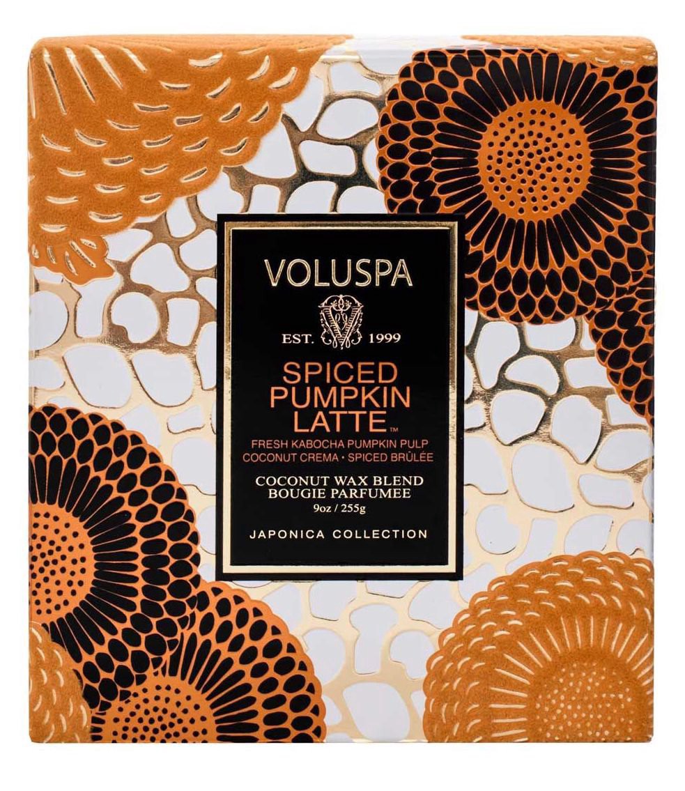 slide 1 of 1, Voluspa Spiced Pumpkin Latte Box Candle, 9 oz