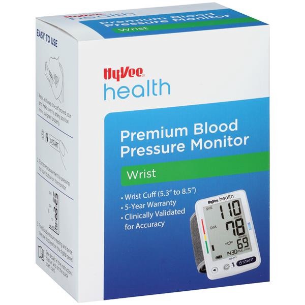slide 1 of 1, Hy-Vee Health Wrist Premium Blood Pressure Monitor, 1 ct