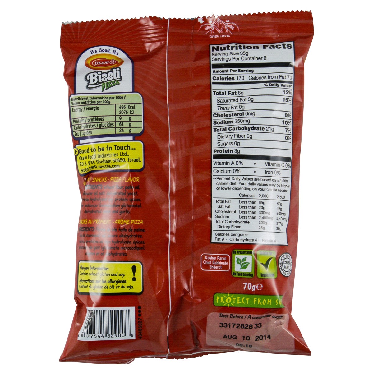 slide 2 of 2, Osem Bissli Pizza 2.5oz, 2.5 oz