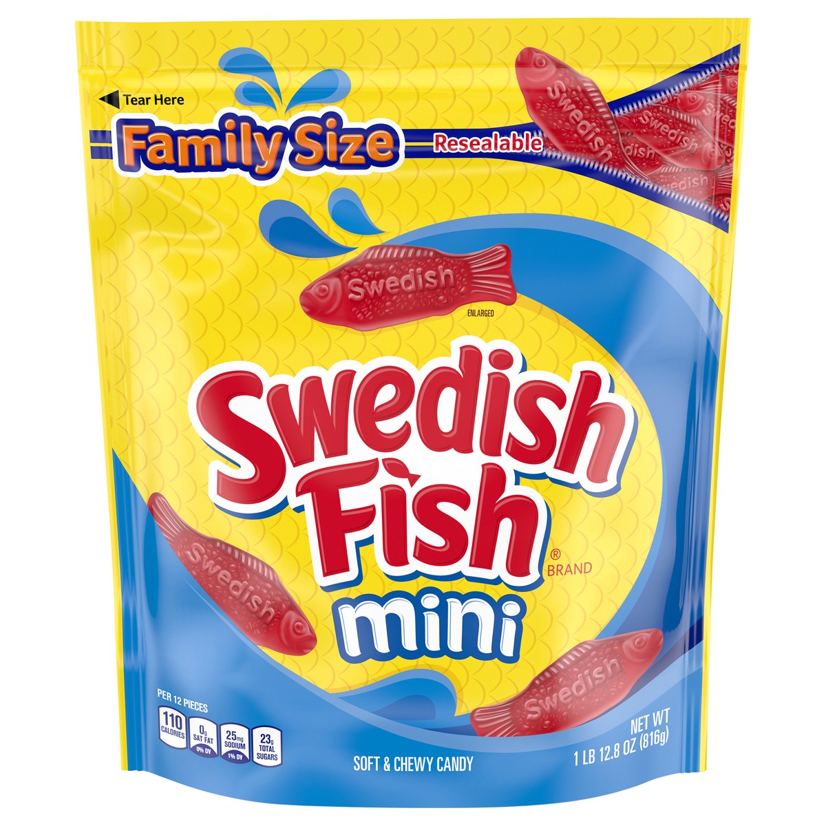 slide 1 of 9, Swedish Fish Mini Soft & Chewy Candy 1.8 lb. Pouch, 28.8 oz