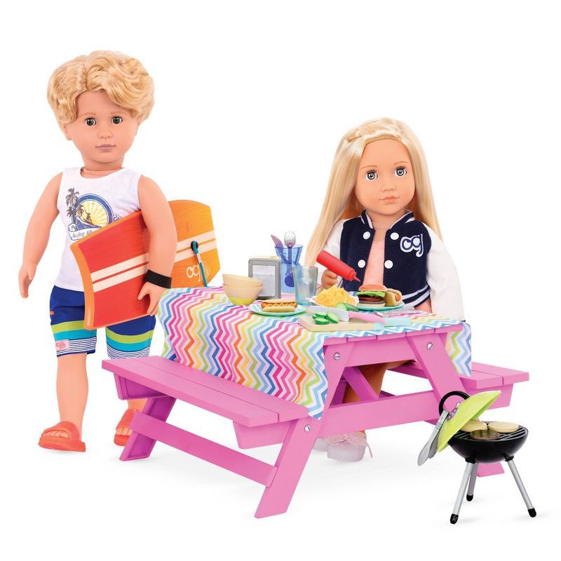 Our Generation Picnic Table Set With Play Food Accessories For 18