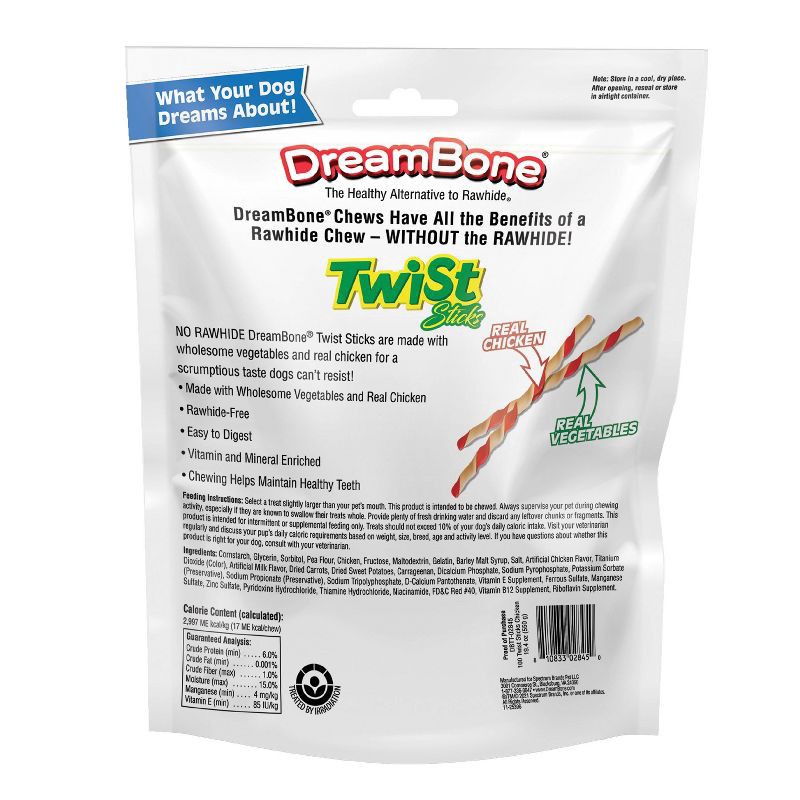 slide 9 of 12, DreamBone Twist Sticks with Chicken and Vegetable Flavor Dog Treats - 100ct/19.4oz, 100 ct, 19.4 oz