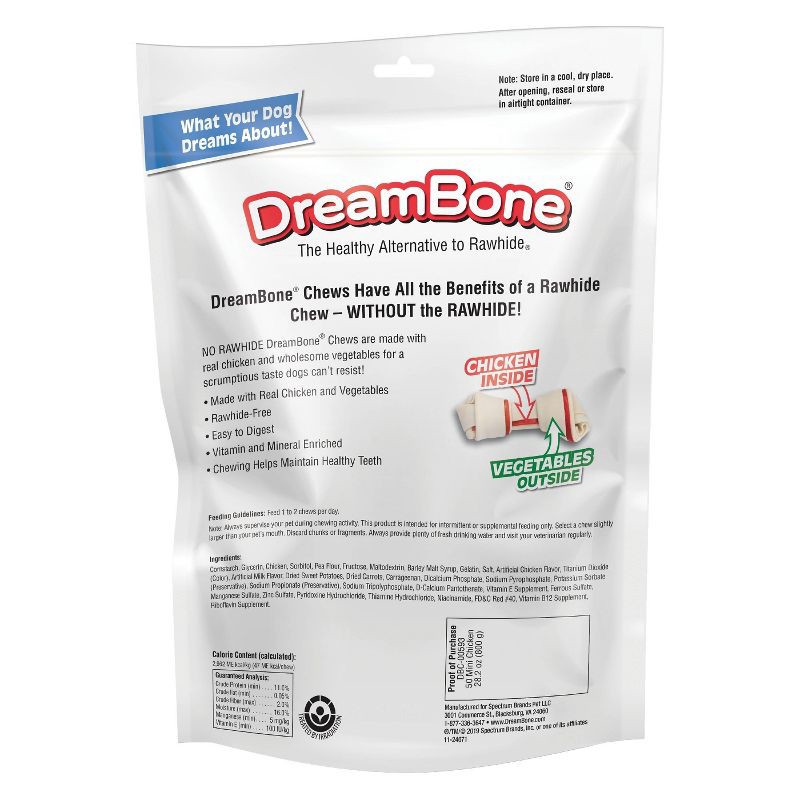 slide 2 of 13, DreamBone Mini Bones with Chicken and Vegetable Flavor Dog Treats - 50ct/28.2oz, 50 ct, 28.2 oz