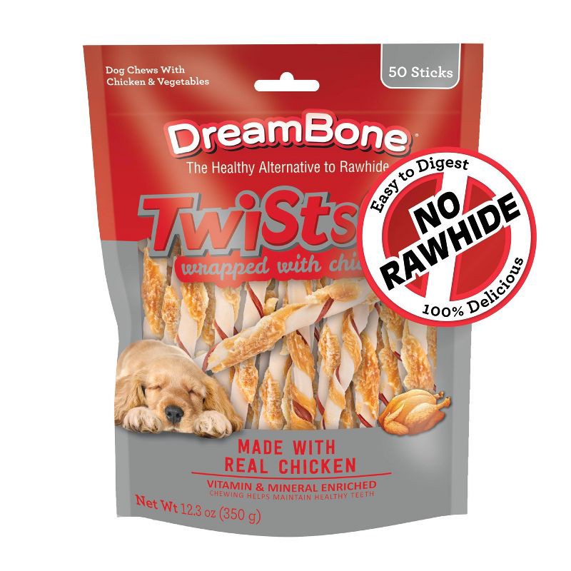 slide 1 of 11, DreamBone Chicken and Vegetable Twist Sticks Dog Treats - 50ct/12.3oz, 50 ct, 12.3 oz