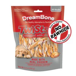 DreamBone Chicken and Vegetable Twist Sticks Dog Treats - 50ct/12.3oz