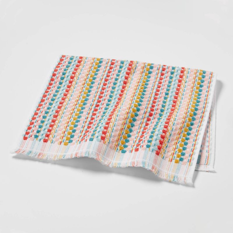 slide 4 of 4, Multi Striped Sonoma Hand Towel - Opalhouse™: Cotton Terry, Midweight, Machine Washable, OEKO-TEX Certified, 1 ct