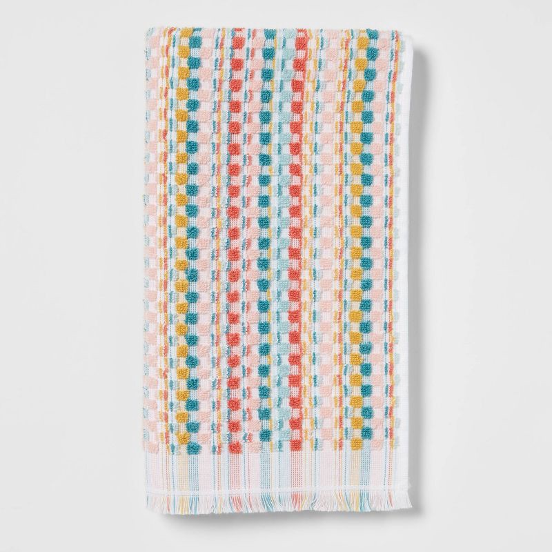 slide 1 of 4, Multi Striped Sonoma Hand Towel - Opalhouse™: Cotton Terry, Midweight, Machine Washable, OEKO-TEX Certified, 1 ct