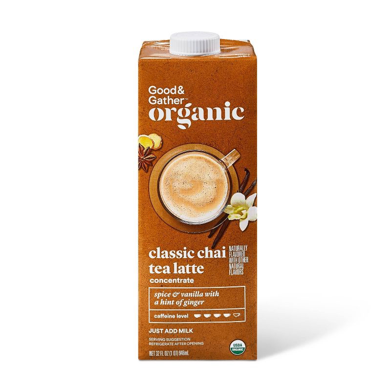 slide 1 of 3, Organic Classic Chai Tea Latte Concentrate - 32 fl oz - Good & Gather™, 32 fl oz