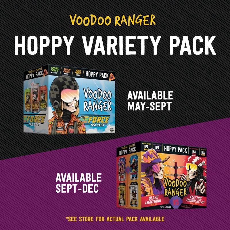 slide 2 of 8, New Belgium Voodoo Ranger Hoppy Variety Pack Beer - 12pk/12 fl oz Cans, 12 ct; 12 fl oz