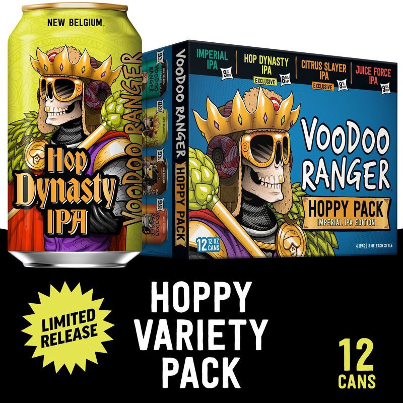 slide 5 of 6, New Belgium Voodoo Ranger Hoppy IPA Variety Pack Beer - 12pk/12 fl oz Cans, 12 ct; 12 fl oz