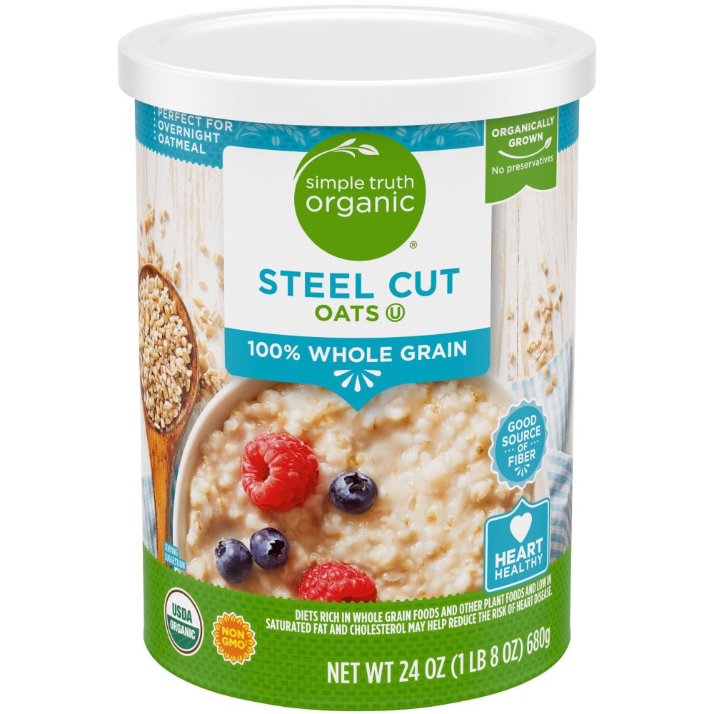 slide 3 of 3, Simple Truth Organic 100% Whole Grain Steel Cut Oats, 24 oz