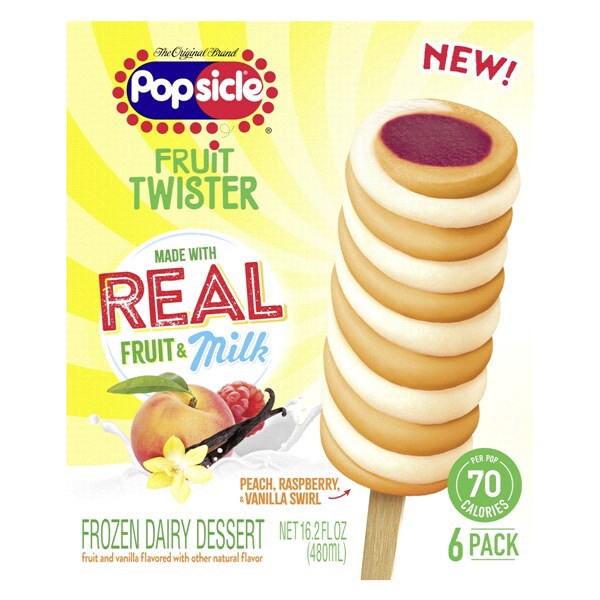 slide 20 of 29, Popsicle Ice Pops Peach Raspberry Vanilla, 16.2 oz, 6 Count, 16.2 oz