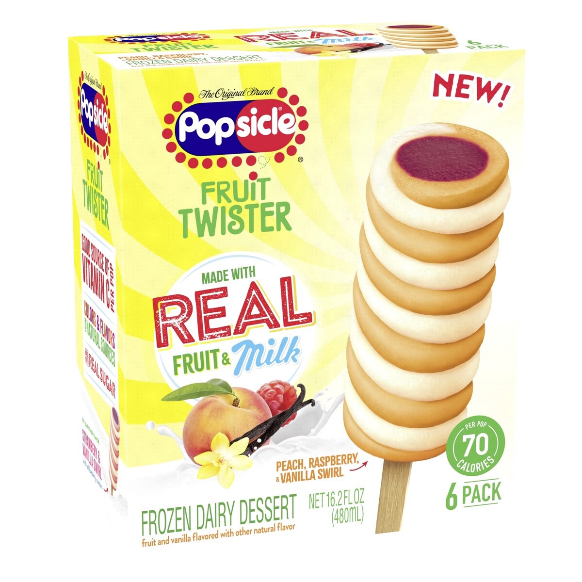 slide 29 of 29, Popsicle Ice Pops Peach Raspberry Vanilla, 16.2 oz, 6 Count, 16.2 oz