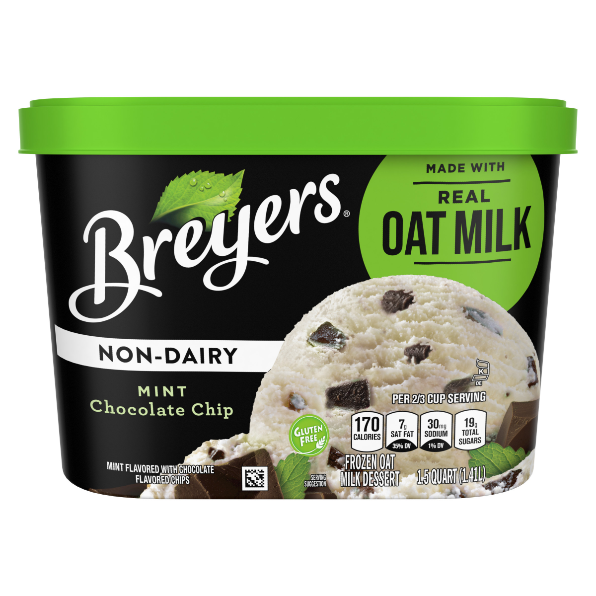 slide 3 of 5, Breyers 1.5 QT Non Dairy Frozen Dessert Mint Chocolate Chip, 48 fl oz