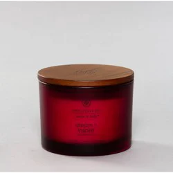 3-Wick Frosted Glass Dream + Inspire Lidded Jar Candle Burgundy 11oz - Mind & Body by Chesapeake Bay Candle: Essential Oils, Soy Wax Blend