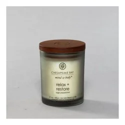 Frosted Glass Relax + Restore Lidded Jar Candle Light Gray 3.7oz - Mind & Body by Chesapeake Bay Candle: Essential Oils, Soy Wax Blend