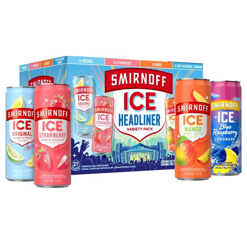 slide 11 of 11, Smirnoff Ice Fun Pack Variety - 12pk/12 fl oz Slim Cans, 12 ct; 12 fl oz