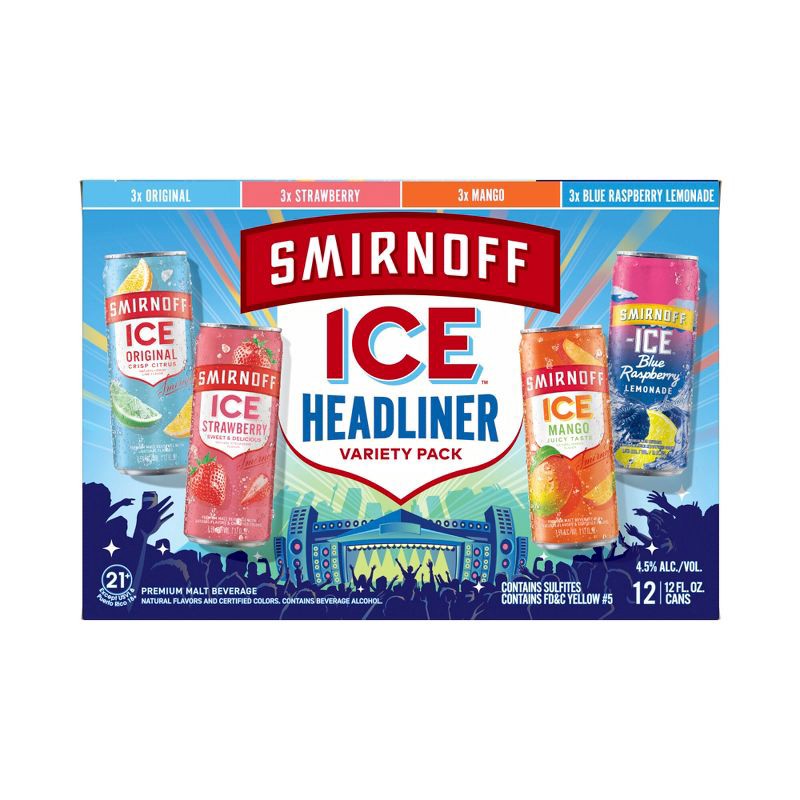 slide 8 of 11, Smirnoff Ice Fun Pack Variety - 12pk/12 fl oz Slim Cans, 12 ct; 12 fl oz