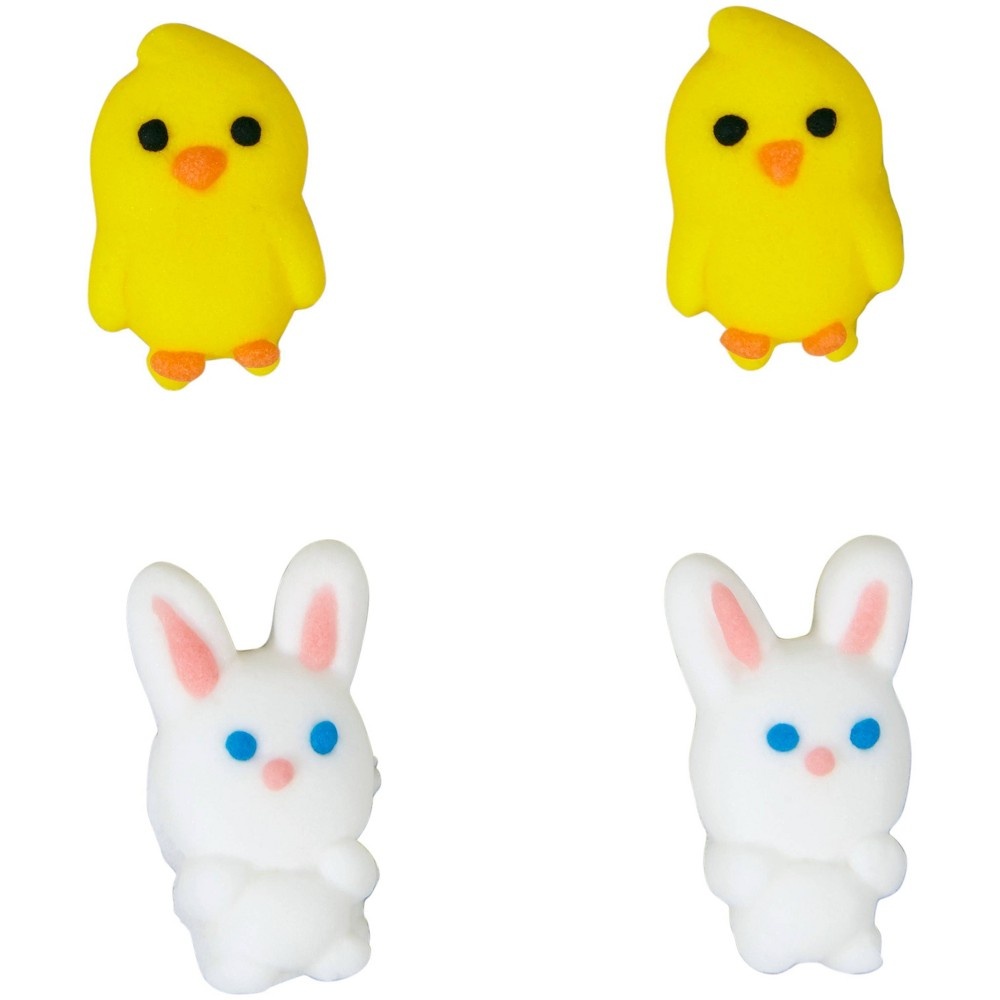 slide 2 of 4, Wilton Easter Chicks and Bunnies Icing Decorations, 20 ct