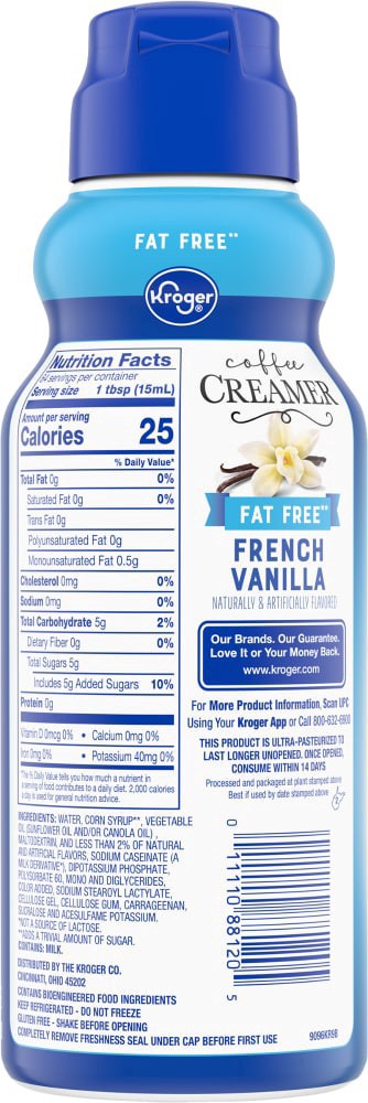 slide 3 of 4, Kroger Fat Free French Vanilla Coffee Creamer, 32 fl oz