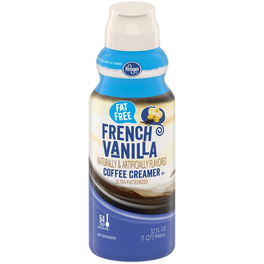 slide 1 of 1, Kroger Fat Free French Vanilla Coffee Creamer, 32 fl oz