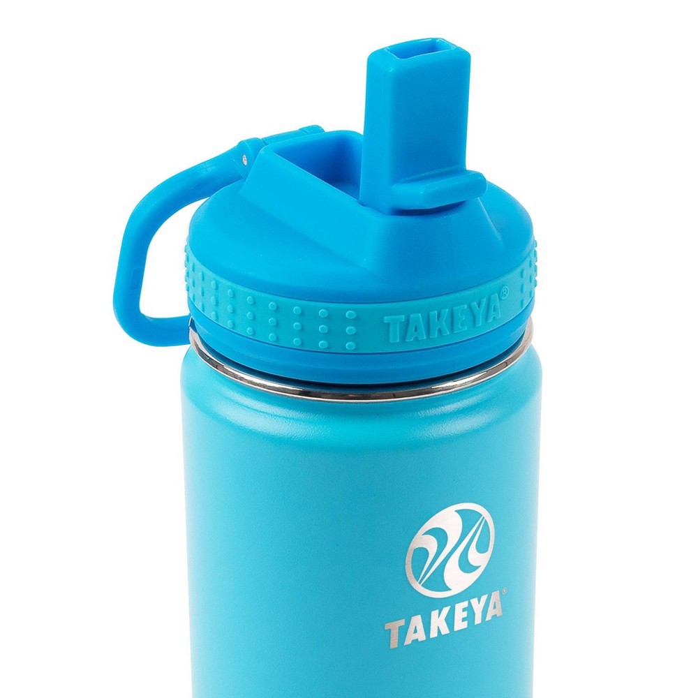 slide 2 of 5, Takeya 14oz Actives Insulated Stainless Steel Bottle with Straw Lid - Sail Blue/Atlantic, 1 ct