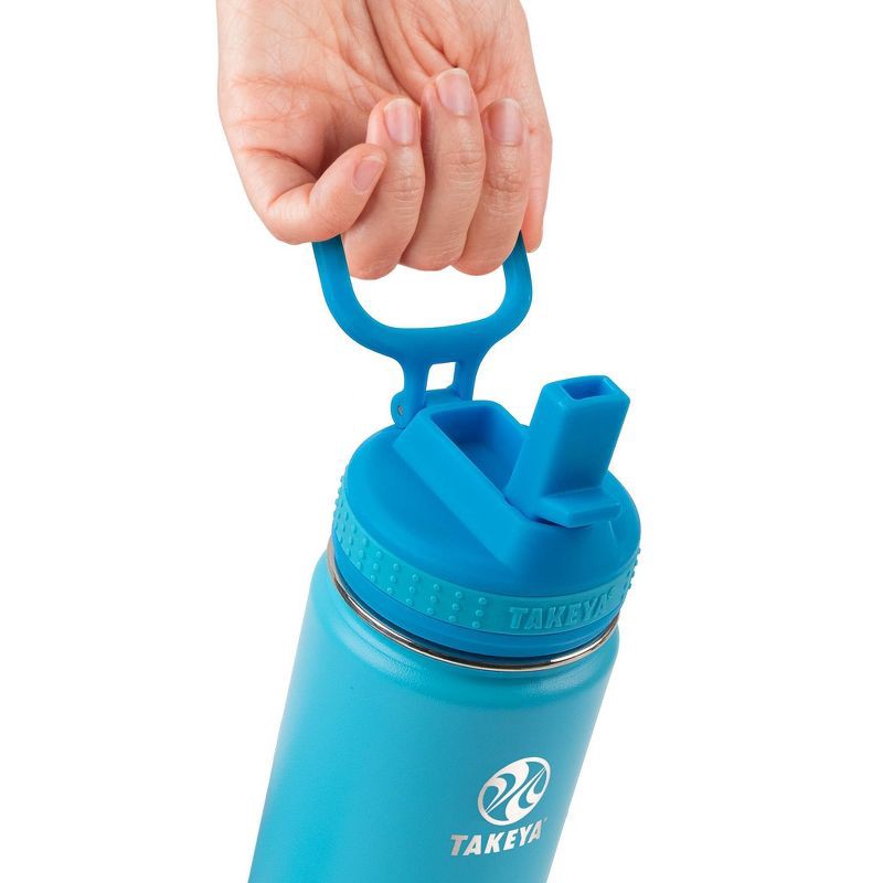 slide 3 of 5, Takeya 14oz Actives Insulated Stainless Steel Bottle with Straw Lid - Sail Blue/Atlantic, 1 ct