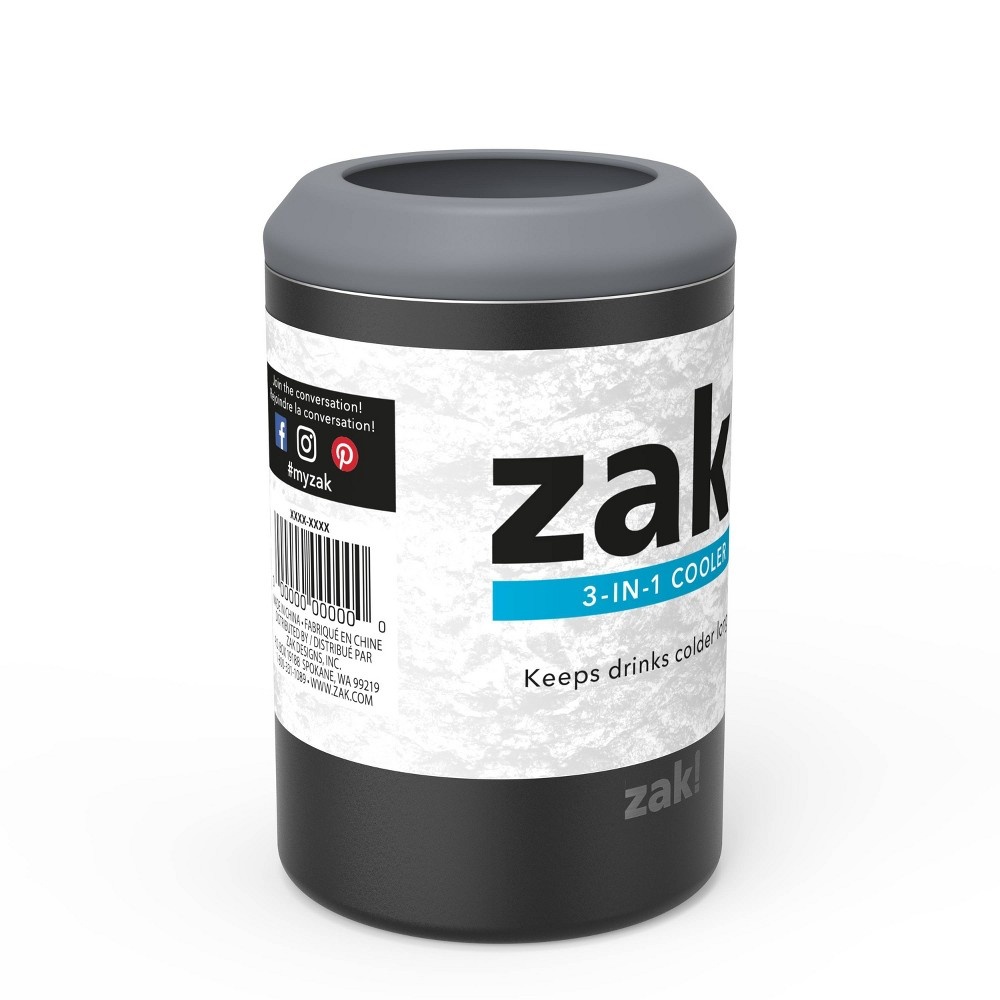 slide 6 of 11, Zak Designs Zak! Designs 12.5oz Stainless Steel Insulated Can Cooler - Black, 1 ct