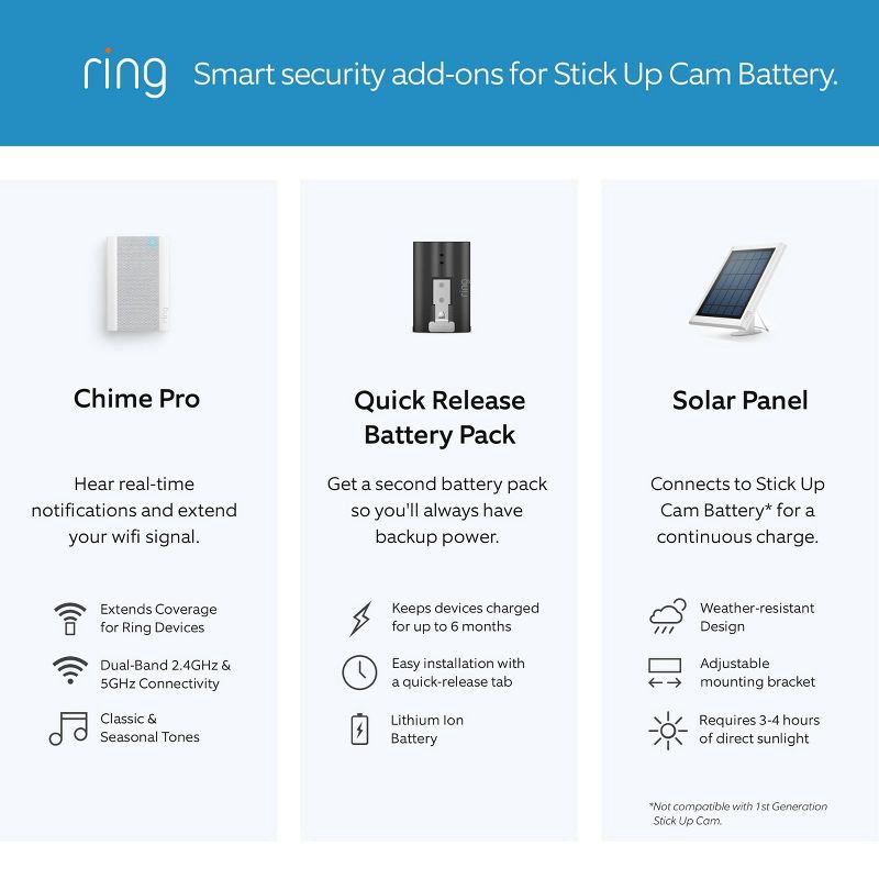 slide 7 of 9, Ring Outdoor Cam (Stick Up Cam) 1080p Wireless Security Camera (Battery), 1 ct