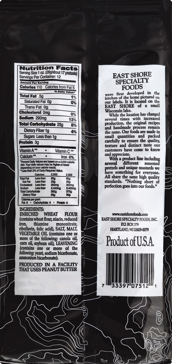slide 3 of 6, East Shore Pretzels 12 oz, 12 oz