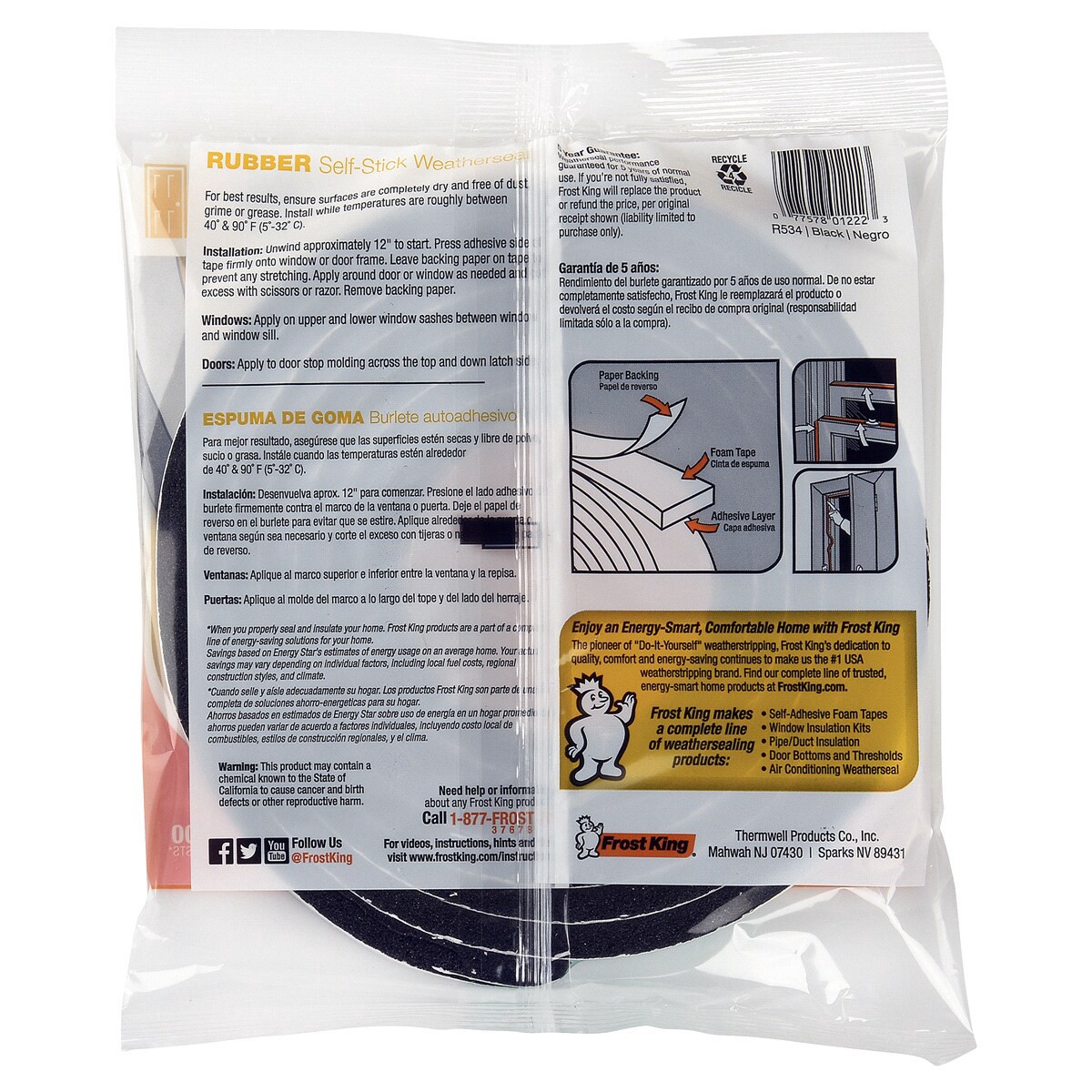 slide 2 of 2, Frost King Rubber Foam Tape, Black, 10 ft