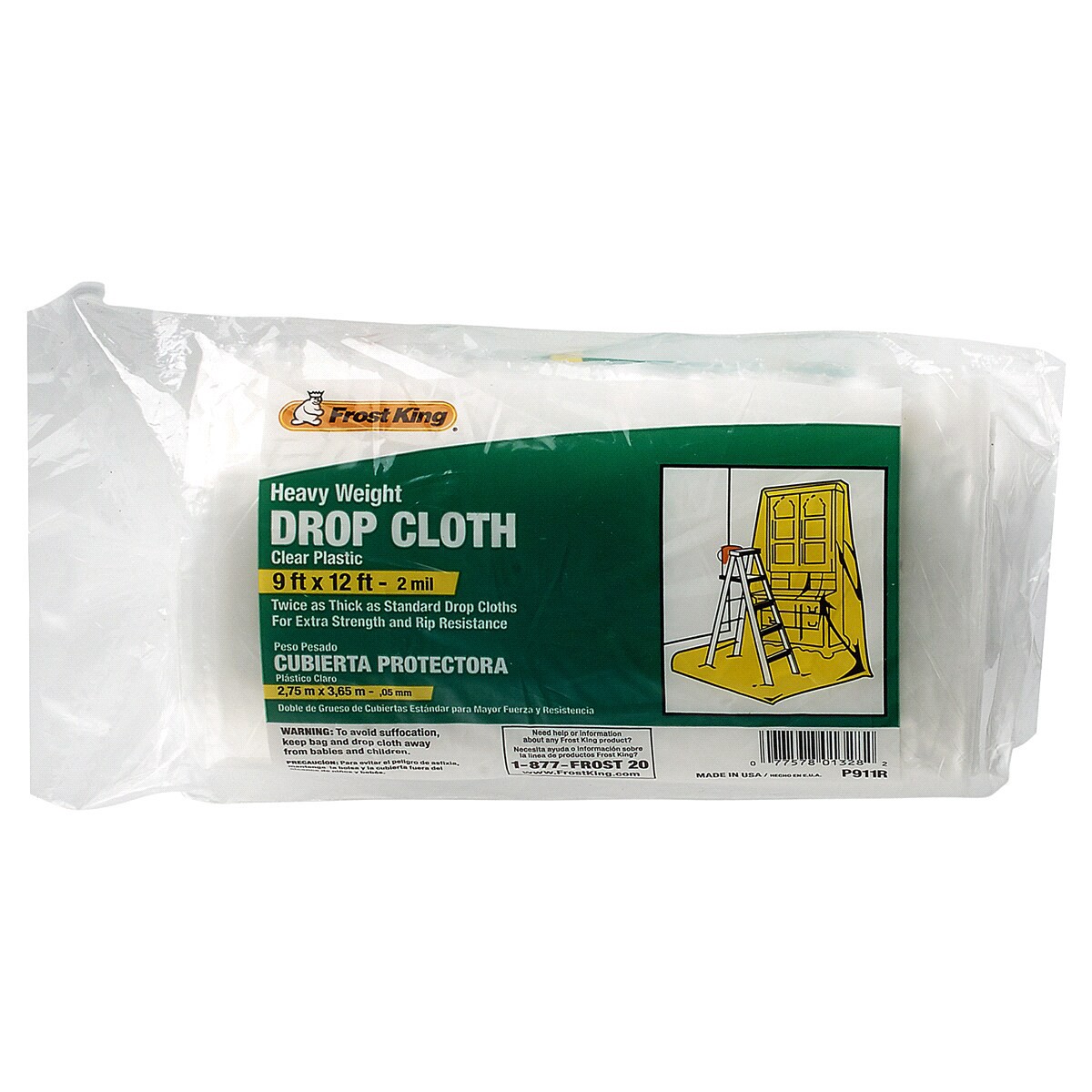 slide 2 of 2, Frost King Clear Drop Cloths, 9 ft x 12 ft