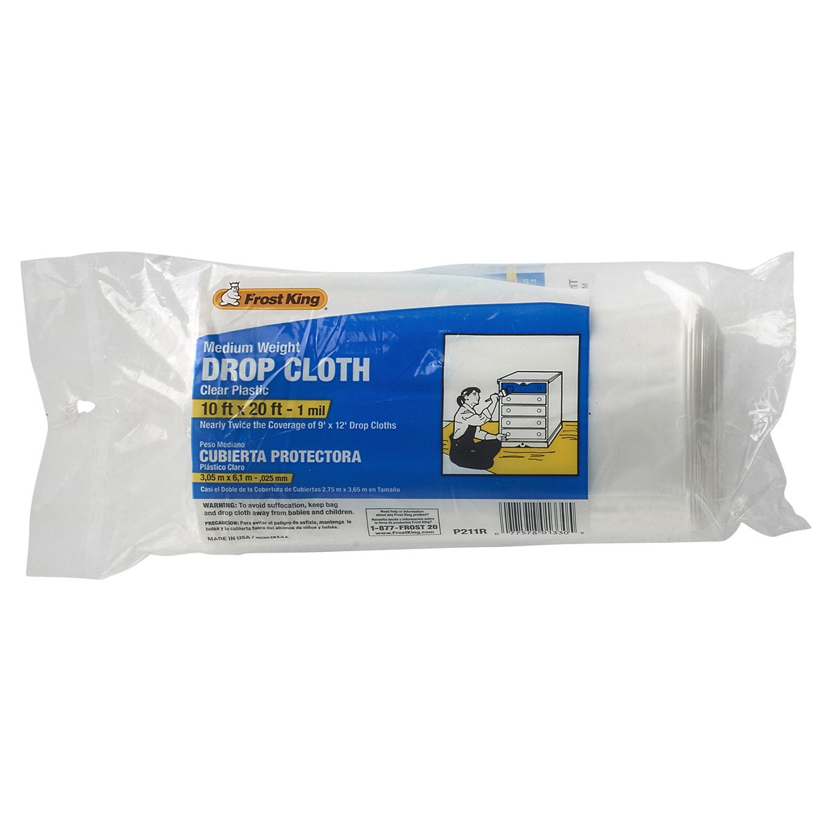 slide 2 of 2, Frost King Clear Drop Cloth, 10 ft x 20 ft
